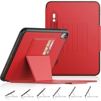 Case for iPad (A16) 11th/10th Generation 11''/10.9'', Strong Magnetic Auto Sleep Shockproof Case with Absorbing Multi-Angles Stand, Pen Holder, Card Slot (Red)
