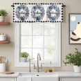 thumbnail image 2 of Curtain Valance for Windows, Summer Hydrangea Leaf Kitchen Valances Rod Pocket Short Curtains, Purple Blue Flower Buffalo Check Window Valance for Bedroom Bathroom Living room 60x18in, 2 of 9