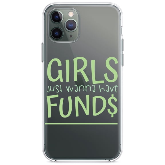 DistinctInk Clear Shockproof Hybrid Case for iPhone 12 Pro MAX (6.7" Screen) - TPU Bumper Acrylic Back Tempered Glass Screen Protector - Girls Just Wanna Have Fund $