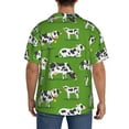 thumbnail image 6 of Picia Cows With Calfs Green Men's Linen Shirts Short Sleeve Cuban Beach Shirts Casual Shirts Button Down Shirt for Men Beach Summer Wedding Shirt-Small, 6 of 7