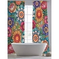 thumbnail image 5 of Boho Teal Flower Sheer Curtains 84 Inch Length 2 Panels Set Window Treatments, Spring Bohemia Chic Red Yellow Floral Rod Pocket Semi Curtains for Living Room/Bedroom/Kitchen Décor, 104"W x 84"L, 5 of 7