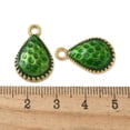 thumbnail image 3 of 10 pc Ion Plating(IP) 304 Stainless Steel Pendants with Enamel Real 18K Gold Plated Teardrop Charm Green 22x14x3.5mm Hole: 2.5mm, 3 of 3
