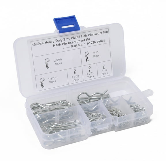 100Pcs Spring Fasteners Cotter Pins Hitch Pins Hair Pins Spring Clip Retainer Pins for Garage,Trucks, Engine Repair