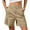 A Khaki, variant on Bermuda Shorts for Women Cargo Shorts Knee Length 6 Pockets Elastic Waist Long Shorts for Summer Casual Gray L
