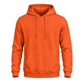 thumbnail image 2 of Fleece Hoodie Pullover Men Stylish Casual Long Sleeve Drawstring Hoodies Winter Workout Classic Fit Hooded Sweatshirt Orange L, 2 of 5