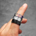 thumbnail image 5 of Anillos de acero inoxidable con diseño de huellas dactilares para hombre y mujer, estilo punk, hip hop, Stranger Things, accesorios de moda, regalo al por mayor, 5 of 5