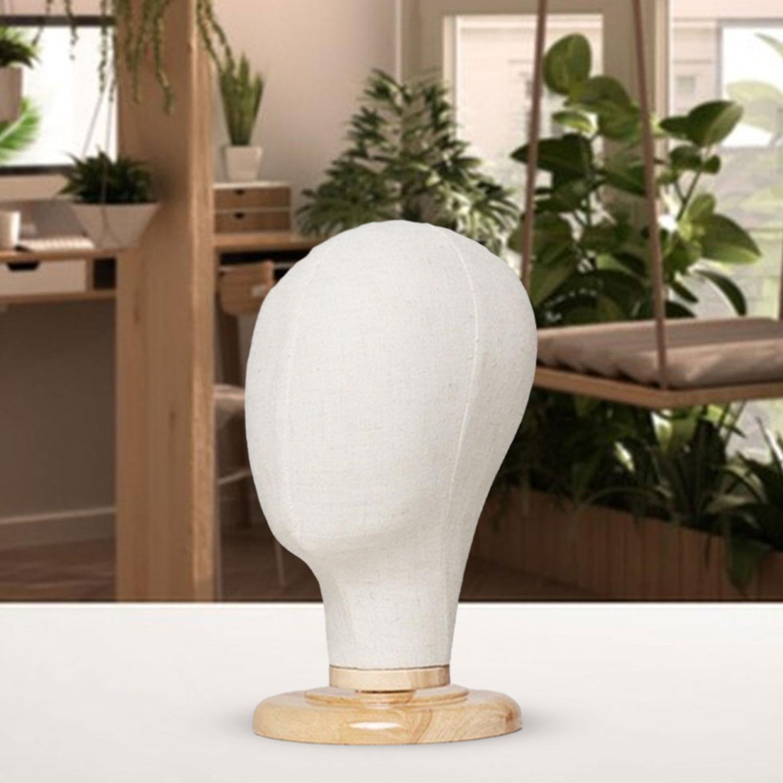 FITYLE Wigs Hat Display Stand, DIY Wigs Stand Portable Hat Rack Model Head Hats Caps Display Mannequin Head Model for Styling Salon 31cm Wood Base