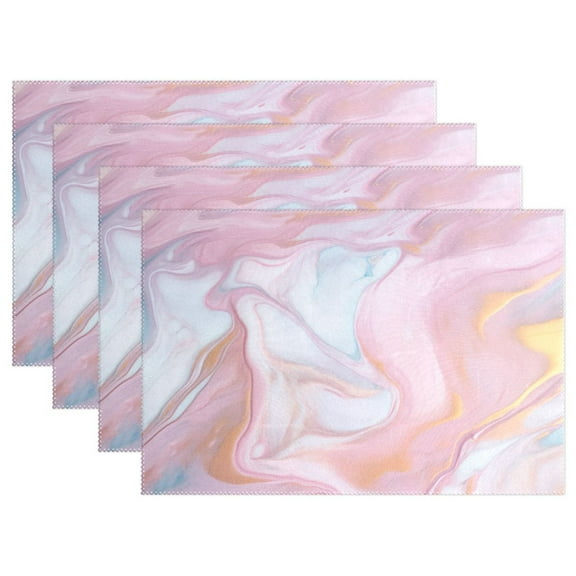 Pink Marble 12×18 inch Placemats Heat Resistant Washable Foldable Rectangular Placemats Set Decoration Indoor Outdoor for Kitchen Dining Table 1PC