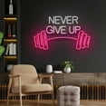 thumbnail image 3 of Handmadetneonsign Never give up neon sign, dumbbell led sign, Home Decor, 3 of 5