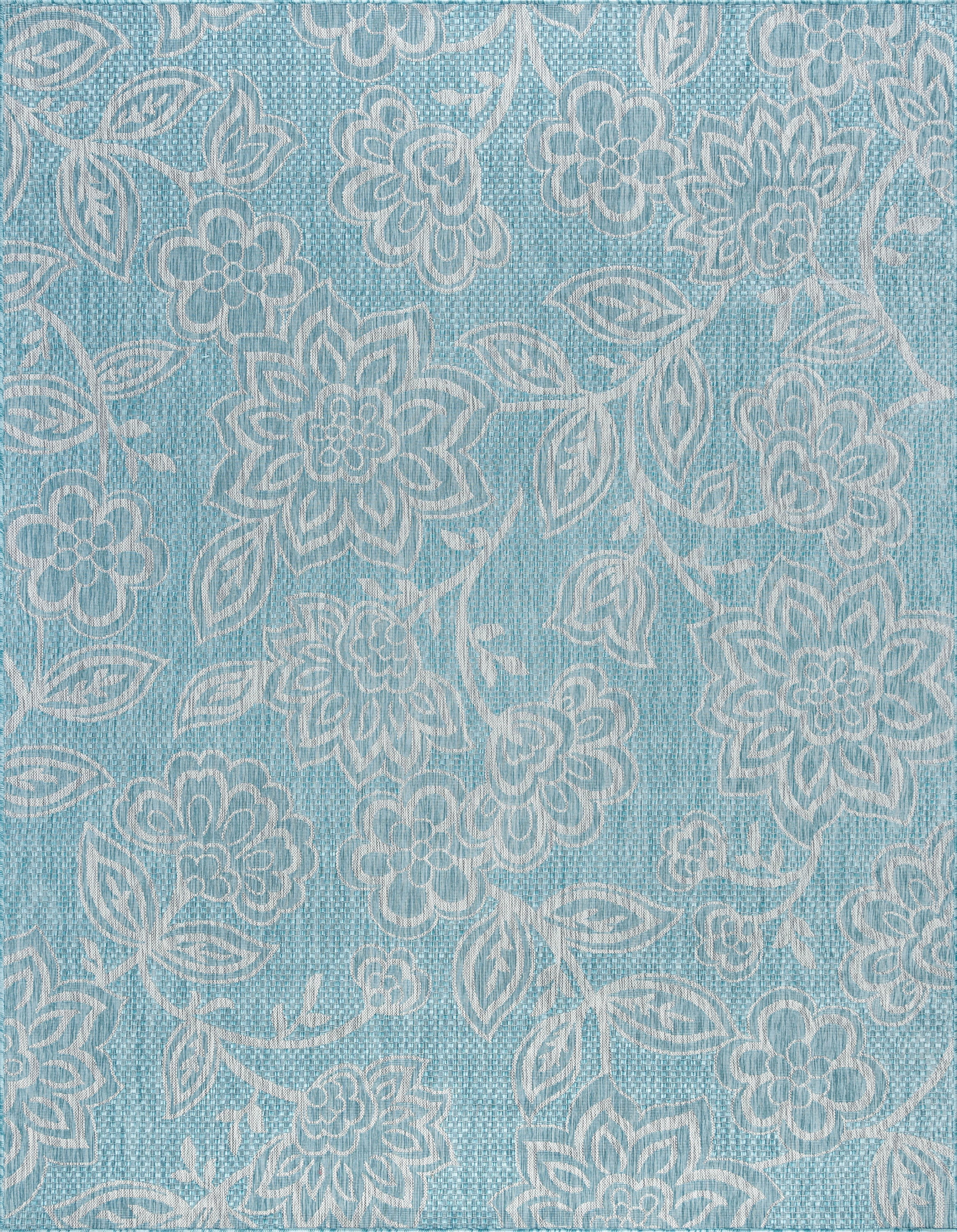 Veranda Transitional 5' x 7' Seafoam and Light Gray Polypropylene Outdoor Area Rug