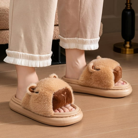 Pmoiste EVA Platform House Slippers for Women Cute Animal Memory Foam Funny Capybara Open Toe Slides