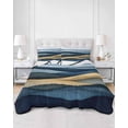 thumbnail image 3 of Mountains Blue Gold Twin Size Down Alternative Comforter, Lightweight Comforter Quilt Bedding Set with Pillow Shams Modern Green Forest Trees All Seasons Bed Comforter Duvet Insert 68"x86", 3 of 7