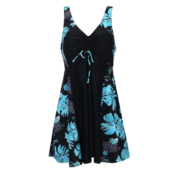 ibiyuan Plus Size Swimsuit for Women Two Piece Bathing Suits Swim Tummy Control Flowy Swimwear Tropical Printed 2 Piece Swimsuit for Women,Blue