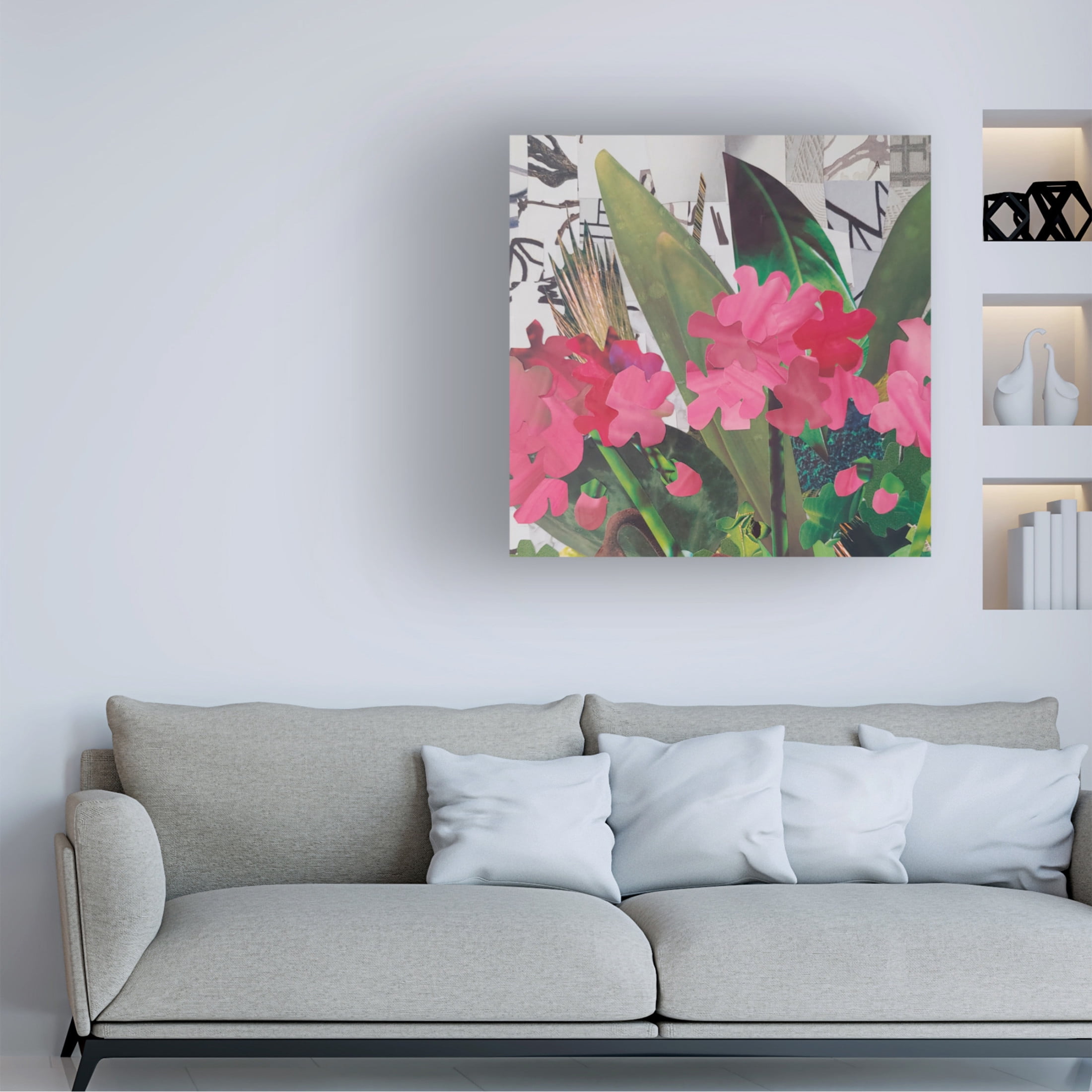 Canvas Wall Art - Coco Good 'Poolside Geraniums I' Wall Art for Living Room, Bedroom, or Office Décor by Trademark Fine Art - 24 x 24 Inches
