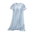 thumbnail image 2 of Xysaqa House Dresses Womens Nightgown Soft Sleepwear Cotton Casual V Neck Short Sleeve Pajama Dress Padded Lined Lounge Dress M-2XL on Clearance, 2 of 9