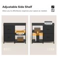 thumbnail image 3 of YeTom Fabric Lateral File Cabinet with Wheels, Rolling Printer Stand with Open Storage Shelf for Home Office, Black, 3 of 8