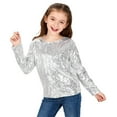 thumbnail image 2 of UACY Girls Sequins Shirt Long Sleeve Crew Neck Plain Sparkle Tops Kids Toddler School Casual Soft T Shirt Pullover Clothes (White, 14-15 Years), 2 of 5