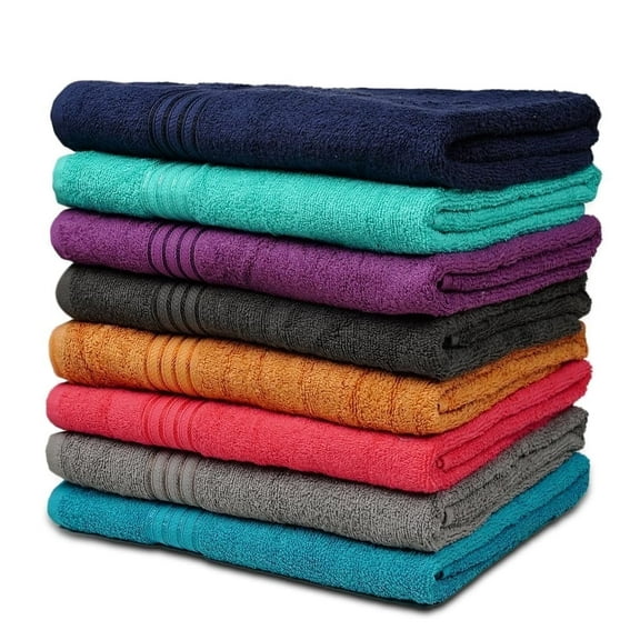 ZUPERIA Premium Multicolor Bath Towels Set of 8 (27" x 54") Cotton Shower Towels Lightweight & Highly Absorbent Towels for Bathroom, Pool, Spa and Hotel Use