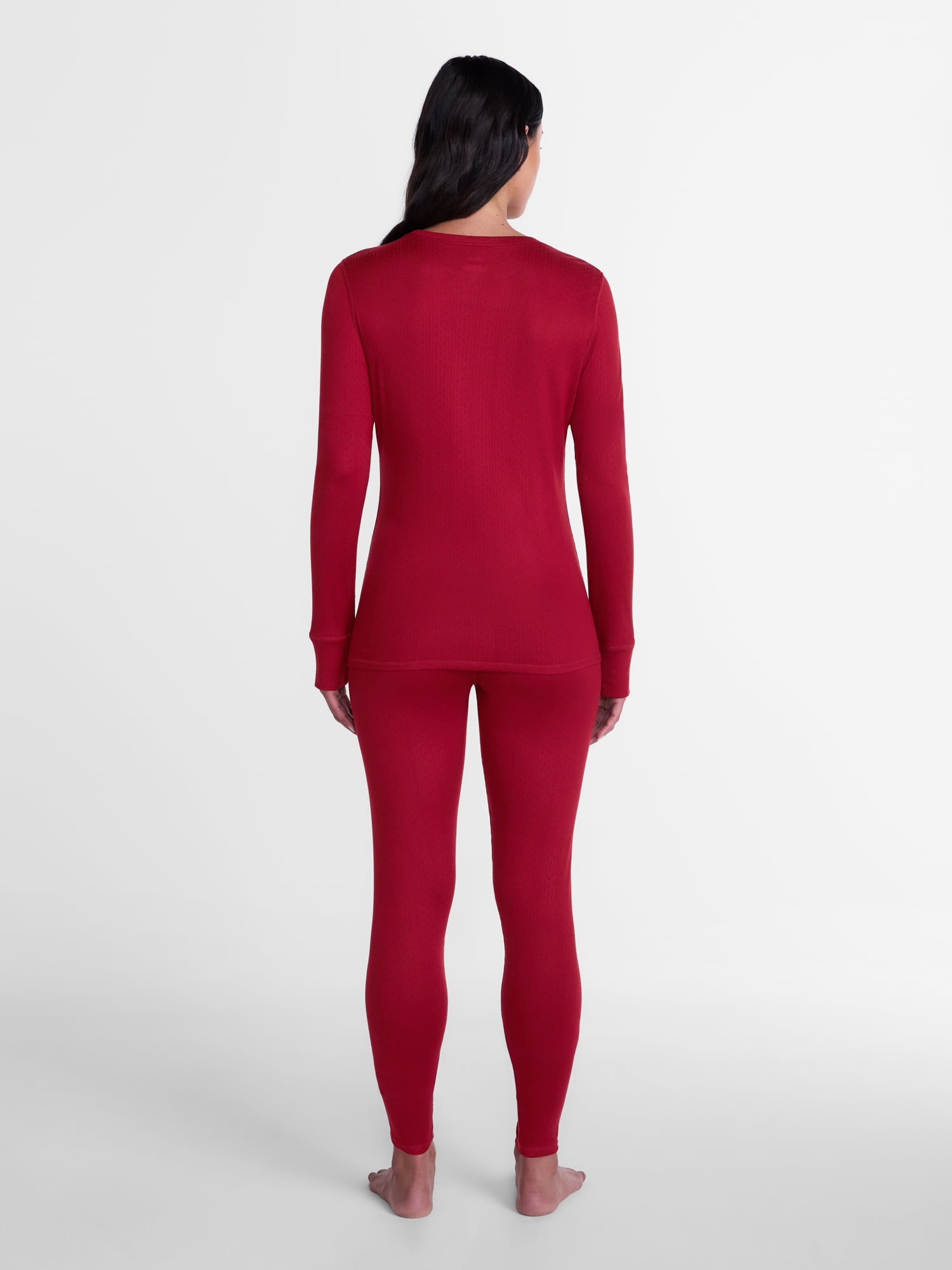 ClimateRight by Cuddl Duds Women's Pointelle Knit 2PC Top and Legging Thermal Base Layer Set, Sizes XS to 4X