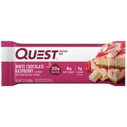 Quest Protein Bar, White Chocolate Raspberry, 20g Protein, Gluten Free, 4 Ct