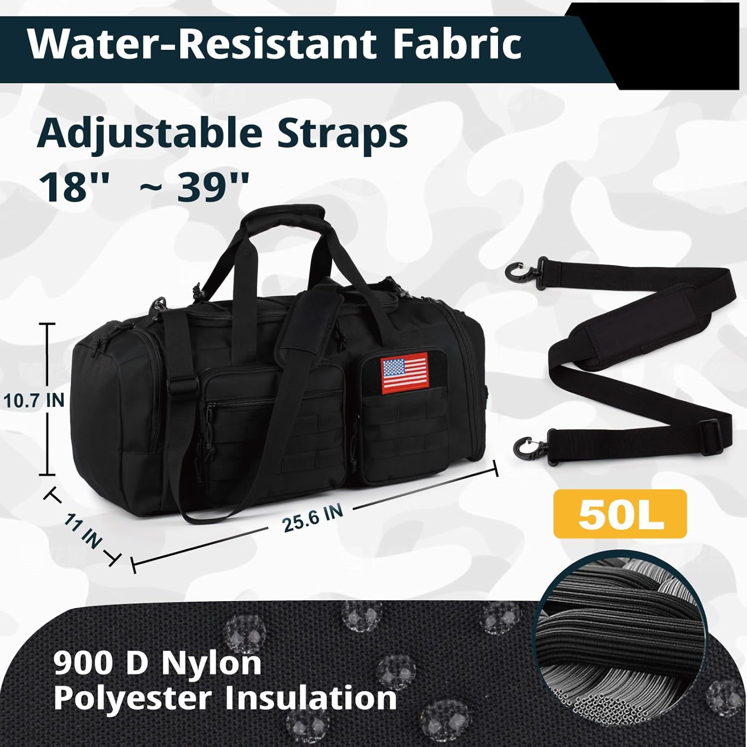 25.6In Gym Bag for Men, 50L Large 3 in 1 Sports Travel Duffle Bag with Shoes Compartment,Water Resistant Travel Backpack Weekender Overnight Bag with Wet Pocket for Women Camping Touring