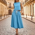 thumbnail image 2 of Women's 2 Piece Vacation Outfit Sleeveless Crop Top and Flowy Maxi Skirt Set, 2 of 8