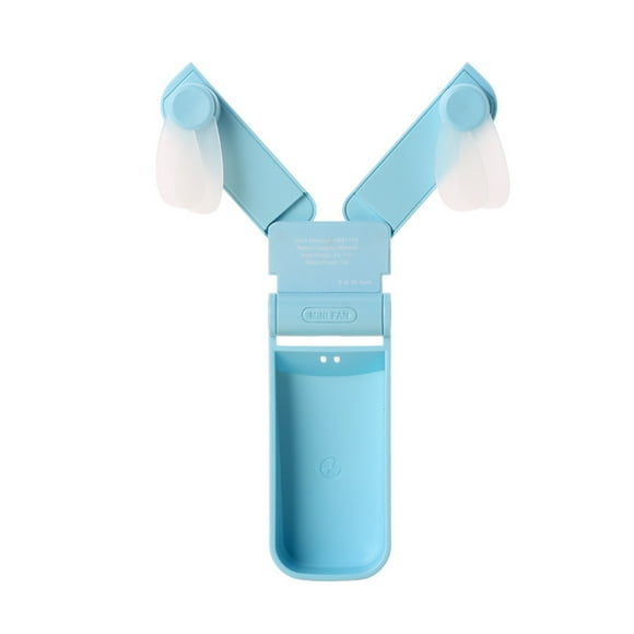 Mini ventilador plegable recargable de doble cabezal, de bolsillo, silencioso, para casa, trabajo, viajes (azul)