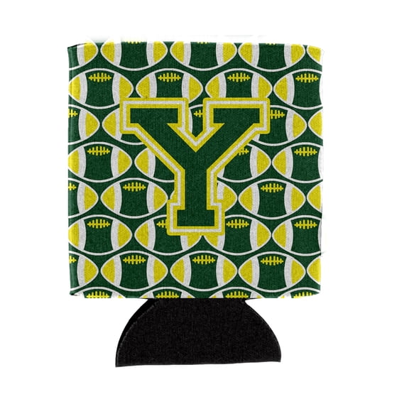 Carolines Treasures CJ1075-YCC Letter Y Football Green and Yellow Can or Bottle Hugger Can Hugger multicolor