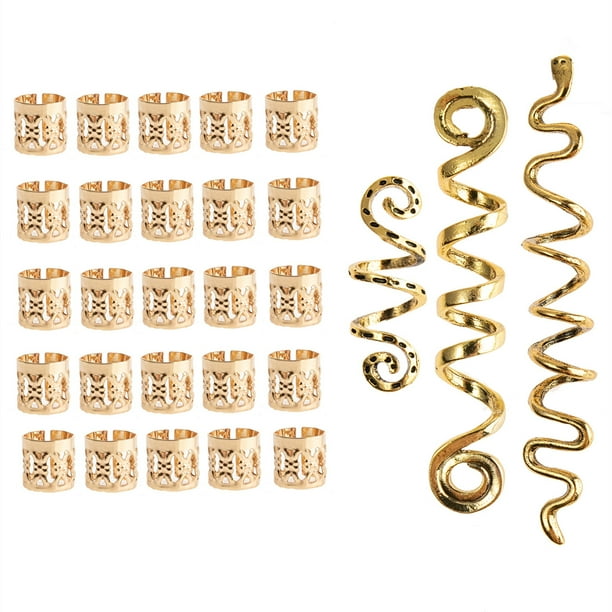 Cuentas Trenza para el cabello Anillos Clips Trenzado para el cabello Puños de metal Decoración/Accesorios Joyería, Oro, unisex