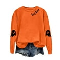 thumbnail image 5 of mgoYE Women Halloween Shirt Sweatshirts Halloween Ghost Sweatshirt Women - Halloween Graphic Crewneck Tops Casual Sweater(Orange,XL), 5 of 5