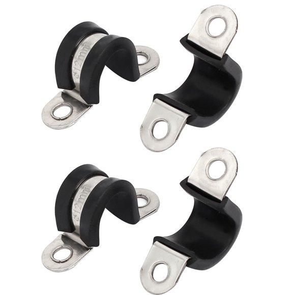 Unique Bargains Collier de Serrage pour Tuyau en Acier Inoxydable 304, en Forme de U, Doublé de Caoutchouc, 12 mm de Diamètre, 4 Pcs