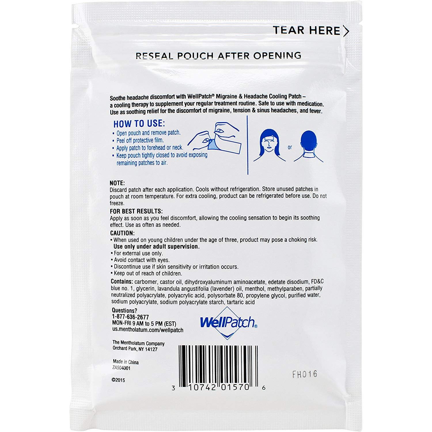 5 Pack Well Patch Cooling Headache Pads Migraine 4 in A box Lasts