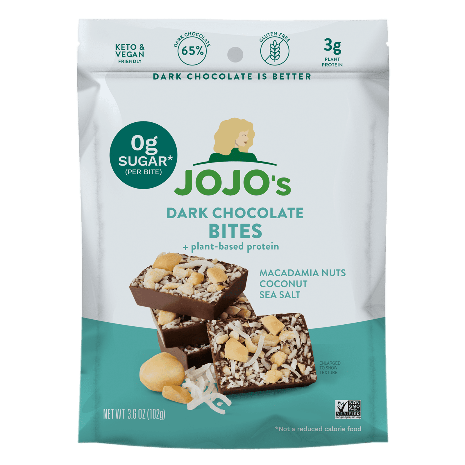 Jojo's Guilt Free Dark Chocolate Macadamia and Coconut Sugar Free Bites, 3.9 oz