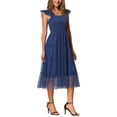 thumbnail image 4 of INSPIRE CHIC Vestido Midi de Verano para Mujeres con Volantes y Sin Mangas, Vestido de Fiesta de Tul en Capas, XL Azul Oscuro, 4 of 6