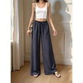 thumbnail image 5 of Women'S Elastic Waist Drawstring Polka Dot Print Casual Wide Leg Long Pants Navy Blue XXL, 5 of 8