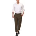 thumbnail image 2 of Lars Amadeus Men's Formal Cropped Pants Solid Color Flat Front Dress Trousers, 2 of 6