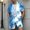thumbnail image 2 of IWRICH Men's Short Sleeve Suit Sets Tie-Dye Formal Blazer Jacket and Shorts Wedding Party Business Casual Attire 10-Blue XL, 2 of 4