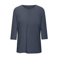 thumbnail image 3 of fatyb 3/4 Length Sleeve Tops for Women Crew Neck Casual T Shirts Lightweight Loose Womens Summer Blouses, 3 of 4