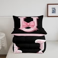 thumbnail image 5 of Erosebridal Kawaii Initial Letter Bedding Sets Twin with Comforter, Monogrammed U Duvet Insert, Ribbon Cow Reversible Comforter Sets Twin Size, Ultra Soft Bedroom Decoration, 2pcs, 5 of 8
