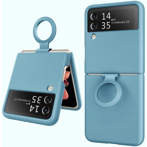 for Galaxy Z Flip 3 Case, Liquid Silicone Case for Samsung Galaxy Z Flip 3 5G Slim case Shockproof Protective Soft Silicone Rubber SM-F711U case - Denim Blue