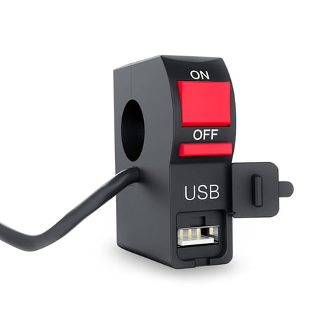 Milue Universal Scootor Headlight Switch Handlebar On Off Button with USB Car Charger