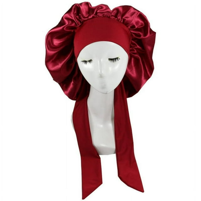 YOPTOP Satin Bonnet Satin Bonnet Skin-friendly Wear Resistant Imitation Silk Braid Sleeping Bonnet Cap for Home,burgundy,One Size