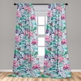 thumbnail image 2 of Asian Floral Window Curtains, Grunge Design Japanese Sakura Flowers Springtime Leaves Greenery, Lightweight Decor 2-Panel Set with Rod Pocket, Pair of - 28"x95", Seafoam Pale Pink Teal, by Ambesonne, 2 of 3