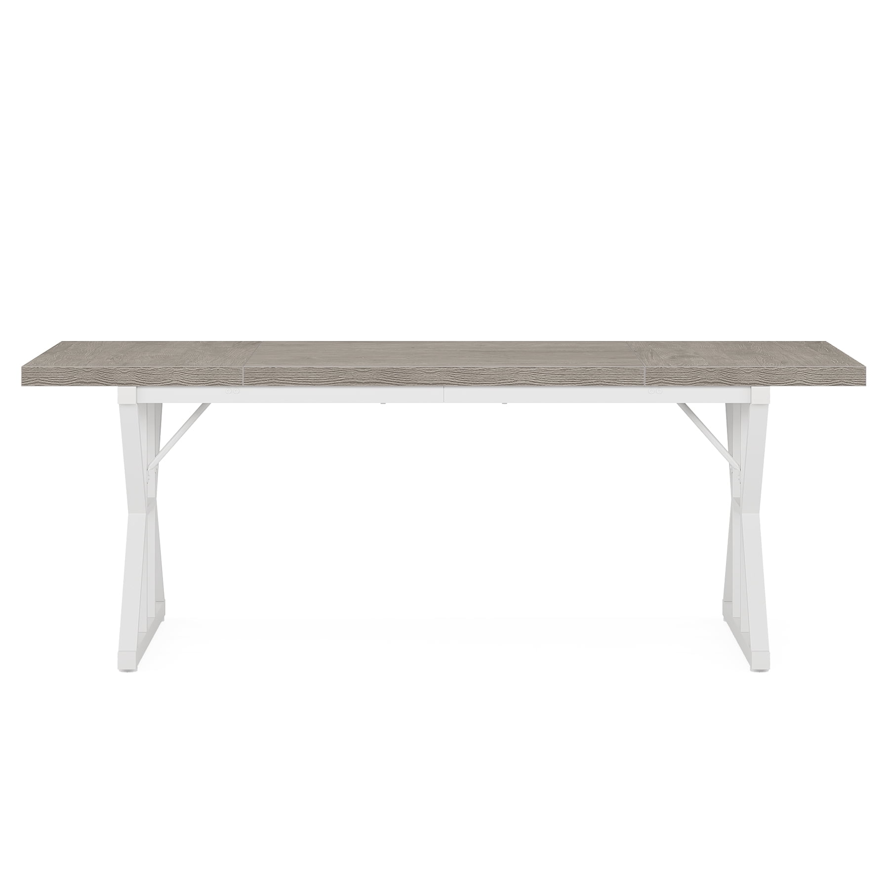 MAYEERTY 70.8" Farmhouse Dining Table for 6 People, Rectangular Wood Table with X-Shaped Metal Trestle Legs, Multi-Purpose Kitchen & Dining Room Furniture