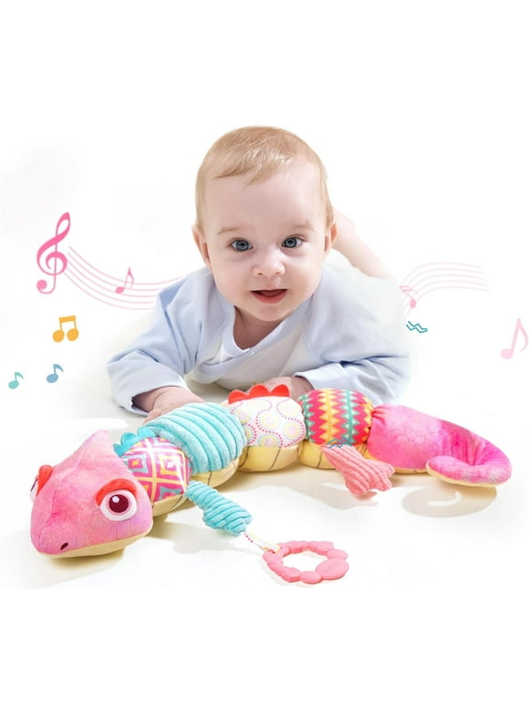 Baby Toys for 0 to 12 Months, Musical Stuffed Animal Toys for 0-3-6-12 Months, Soft Sensory Toys with Crinkle and Rattles, Infant Tummy Play Time Toys for Newborn Boys Girls