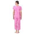 thumbnail image 3 of Aria Women’s Knit Flutter Sleeve Scoop Neck Henley Top and Cropped Pant Sleepwear Pajama Set, Sizes up to 5X, 3 of 7