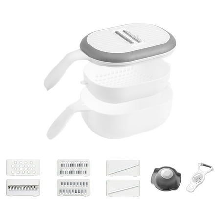 

Multi-functional Manual Potato Slicer Drainer Bowl Vegetable Fruit Cutter Kitchen Gadget Tool Chopper Grater with Drain Basket