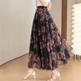thumbnail image 3 of Aayomet Plus Size Skirts for Women Elastic High Waist Pattern Three Layer Mesh Large Swing Skirt (A, S), 3 of 4