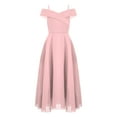 thumbnail image 2 of Kids Girls Chiffon Party Dress Off-the-Shoulder A-Line Floor Length Dresses Pink 14, 2 of 6