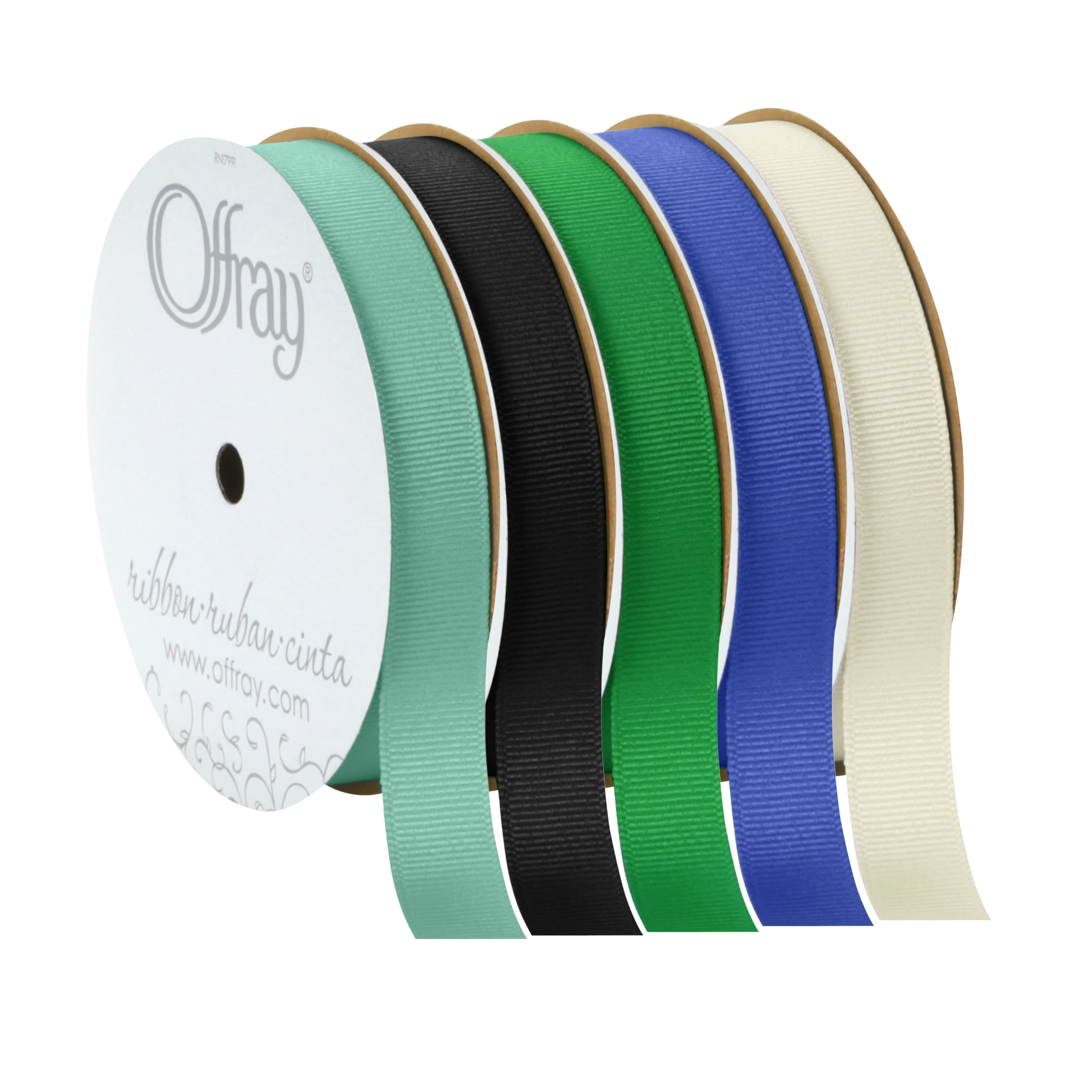 (4 pack) Offray Ribbon, Aqua Blue 5/8 inch Grosgrain Polyester Ribbon, 18 feet
